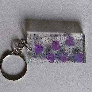 Handmade Glitter Purple Heart Keychain